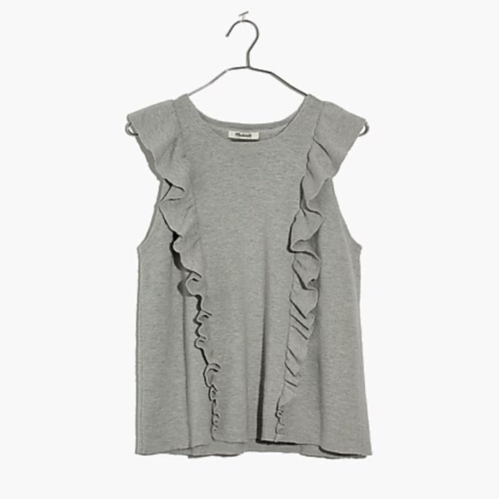 Madewell Ruffled Sweater Tank in Grey